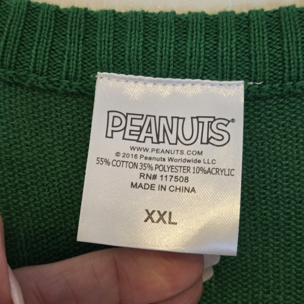 Peanuts Snoopy Mens XXL Green Just Chillin Christmas Holiday Sweater NWT 2XL - Picture 8 of 12